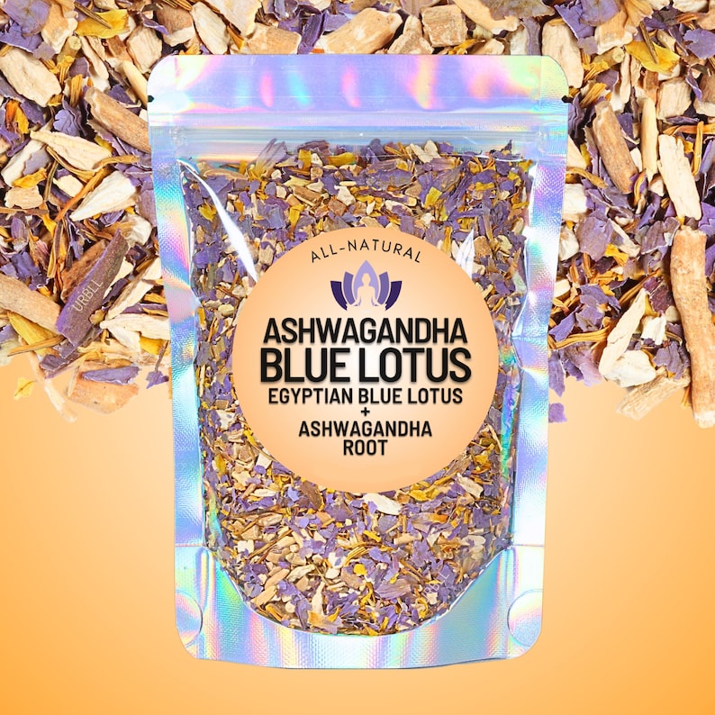Ashwagandha Blue Lotus • Mezcla de té de hierbas totalmente natural • Té de loto ritual imagen 3