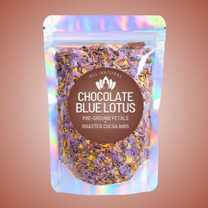 Chocolate Blue Lotus Tea • Egyptian Blue Lotus + Roasted Cacao Nibs • Herbal Tea Blend • All-Natural Ingredients • Mild Caffeine