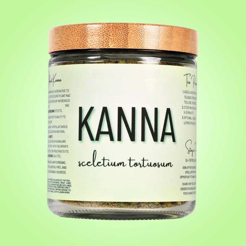 Kanna Herb • Crushed Leaf • Sceletium tortuosum • All-Natural Dried Herb • No Additives or Preservatives Glass Jar