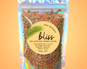 Bliss PRE-GROUND Herbal Blend • Euphoric 100% Organic Herbal Blend • Vegan • All-Natural •  Relaxation Zen Blend