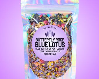 Butterfly Rose Blue Lotus Tea • Egyptian Blue Lotus, Blue Butterfly Pea & Rose Petals • Ritual-Inspired Botanical Blend