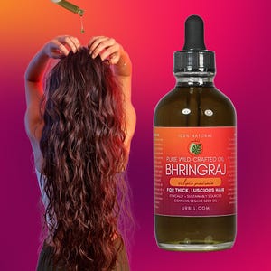 Bhringraj Oil for Thick, Luscious Hair • Wild-Harvested Infusion in Sesame Oil • 2oz or 4oz Bottle • Vegan, Ethical, Sustainable Hair Care