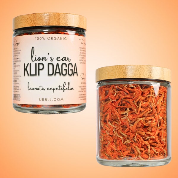 Klip Dagga "Lion's Ear" in Glass Jar • Organic Petals • Leonotis nepetifolia • 100% Organic • Uplifting, Euphoric Tea • Relaxation Herb