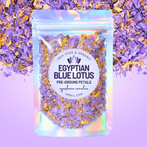 PRE-GROUND Egyptian Blue Lotus Petals + Stamen • .25oz - 16oz Bulk • Powerful 100% Organic Herbal Pre-Ground Herb