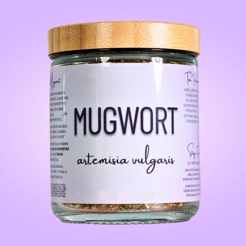 Artemisia • Artemisia Vulgaris • Tisana completamente naturale • Erbe essiccate rituali e botaniche Glass Jar