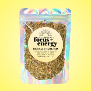 Focus + Energy Tea • Ritual Herbal Tea Blend • All-Natural Botanical Blend • Caffeine-Free