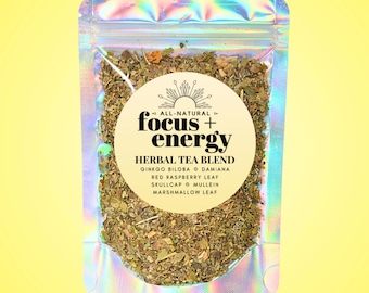 Focus + Energy Tea • Ritual Herbal Tea Blend • All-Natural Botanical Blend • Caffeine-Free