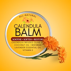 Calendula Balm • Calendula + Olive Oil Salve in 2oz Silver Tin • Lavender & Beeswax Balm • All-Natural Soothing Balm • Ritual Balm