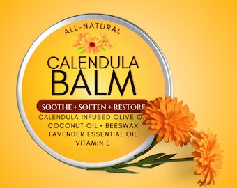 Calendula Balm • Calendula + Olive Oil Salve in 2oz Silver Tin • Lavender & Beeswax Balm • All-Natural Soothing Balm • Ritual Balm