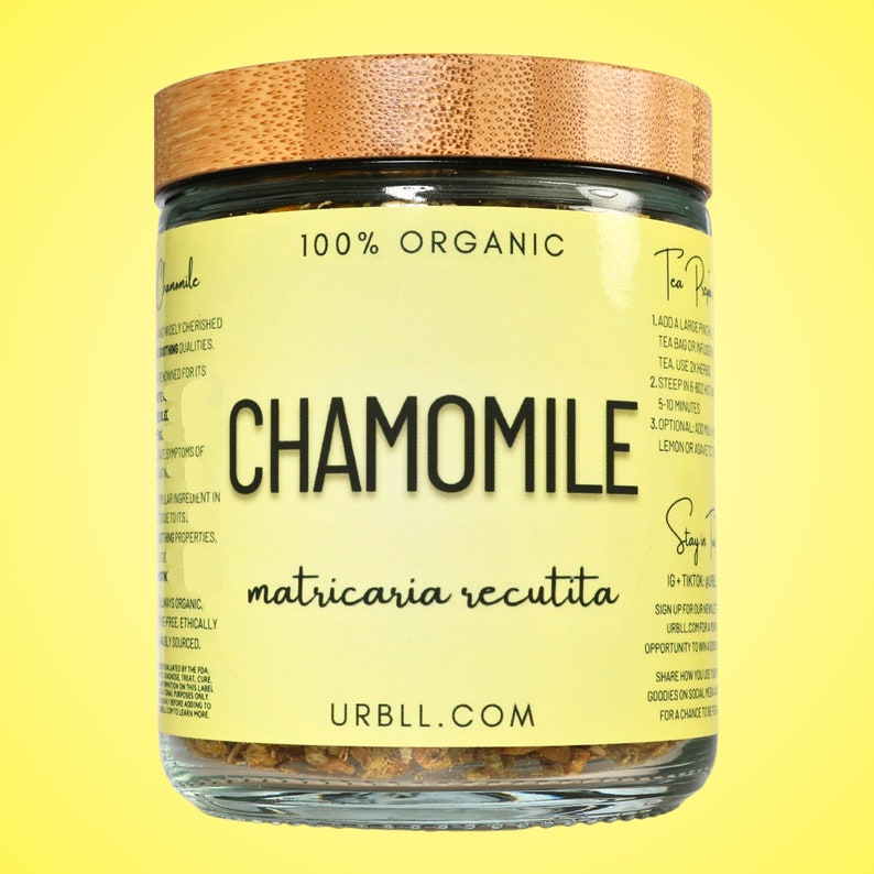 Organic German Chamomile Flower Matricaria recutita 100% Organic Dried Herb Glass Jar
