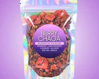 Berry Chaga Tea • Wildcrafted Chaga Mushroom, Hibiscus, Rose Hips & Mixed Berries • Loose Leaf Botanical Blend