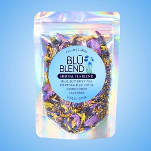 Blū Blend Herbal Tea • Naturally Blue Tea • Egyptian Blue Lotus • Blue Butterfly Pea • Cornflower Petals • Lavender Buds • Ceremony Ritual