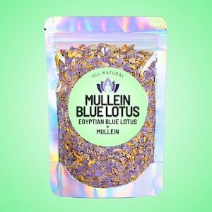 Mullein + Egyptian Blue Lotus Tea • Herbal Botanical Tea Blend • All-Natural Herbs • Caffeine-Free • Zero Additives