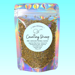 Counting Sheep PRE-GROUND Herbal Blend •  Sleepy-Time Organic Herbal Blend • Vegan • All-Natural • Pesticide-Free