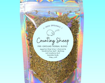 Counting Sheep PRE-GROUND Herbal Blend •  Sleepy-Time Organic Herbal Blend • Vegan • All-Natural • Pesticide-Free