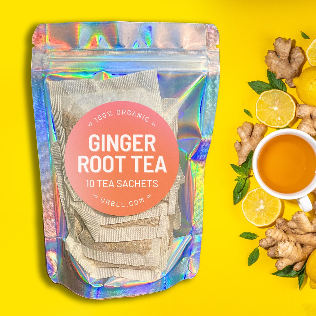 Ginger Root Tea Sachets 10 Sachets per Bag All Organic, Vegan, No