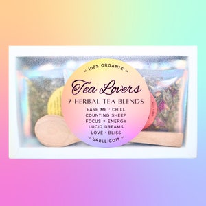 7 Tea Variety Sampler Box • All-Natural "Mood Blends" • All-Natural Herbal Blends • Vegan • Additive/Pesticide-Free • Tea Gift