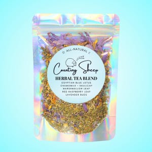 Té Counting Sheep • Mezcla de té de hierbas ritual • Ingredientes botánicos totalmente naturales • Sin cafeína • Sin aditivos • Estilo boticario