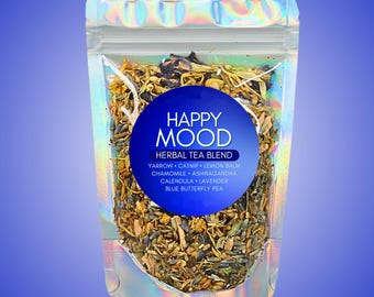 Happy Mood Tea • All-Natural Chamomile, Lemon Balm, Ashwagandha & Lavender • Botanical Herbal Tea Blend