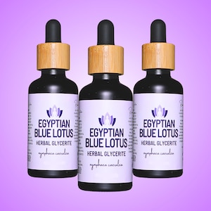 Tintura de glicerita de loto azul egipcio • Gotas para rituales sagrados • Elixir de extracto de loto de 2 oz • Sin aditivos • Mezcla para rituales de ceremonia