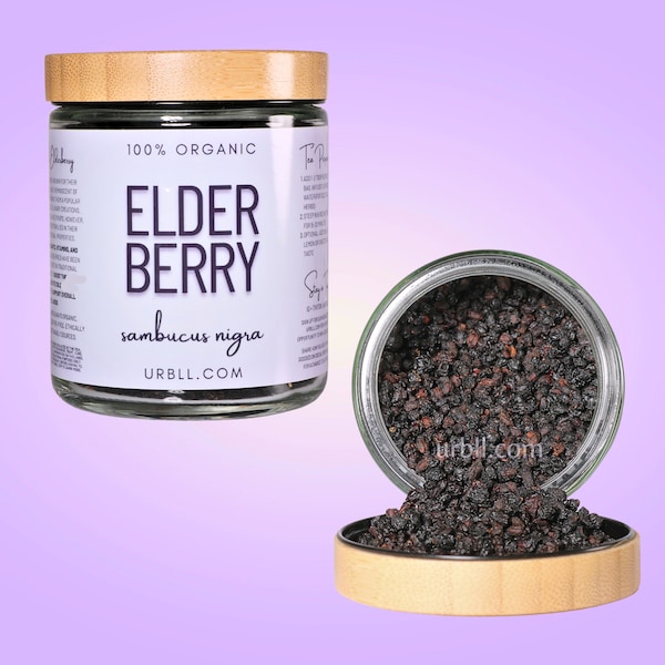 Elderberry • 100% Organic Dried Elderberries • All Natural, All Organic, Zero Preservatives, Pesticides or Chemicals • Sambucus nigra