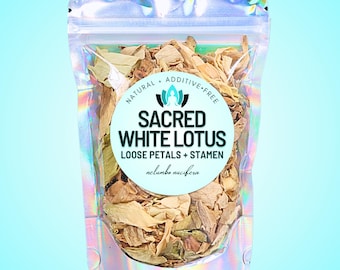 Sacred White Lotus • All-Natural Premium Lotus Petals • Nelumbo nucifera • Zero Additives •  Ceremony Ritual Herb