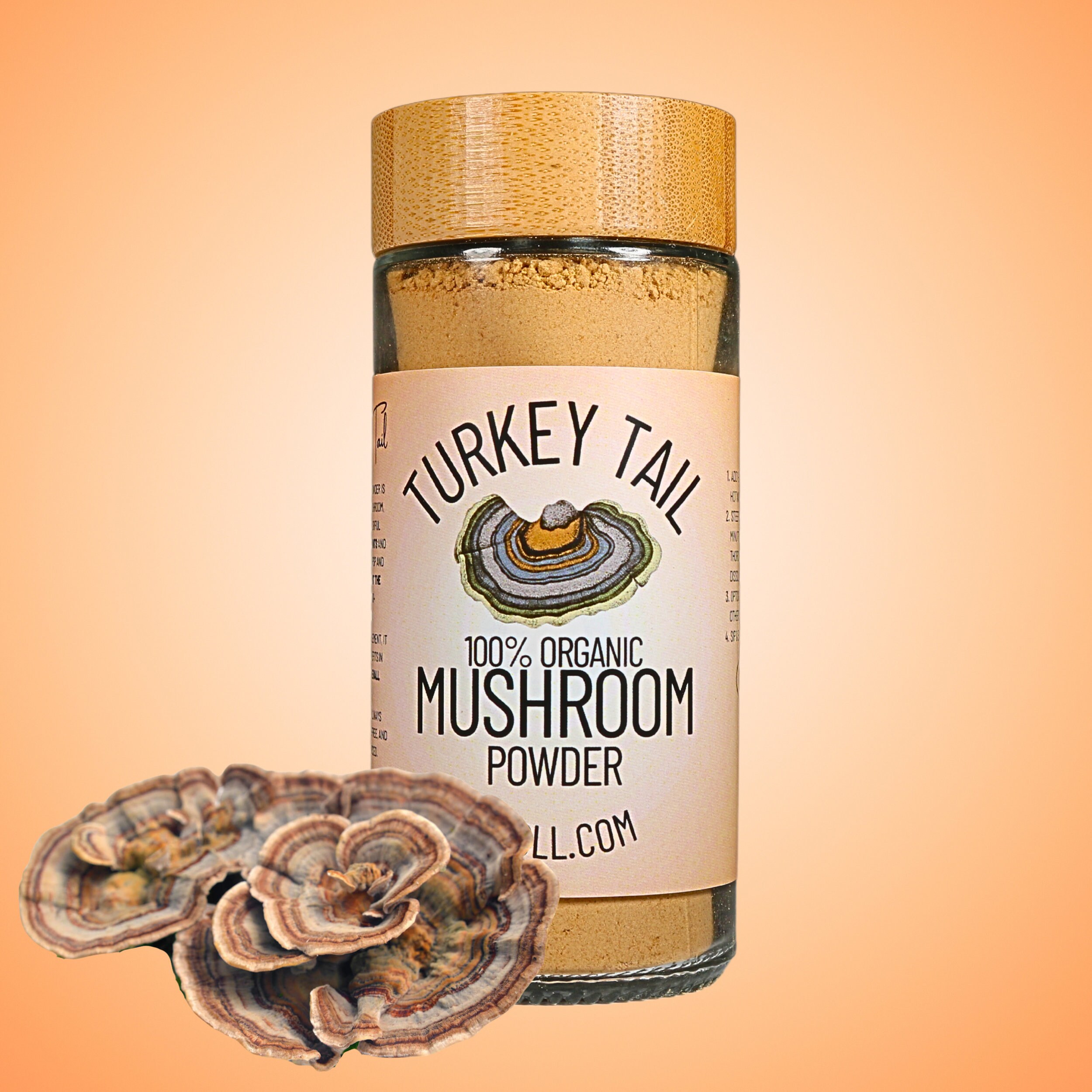Turkey Tail Mushroom Powder • All-Natural Trametes versicolor • Vegan, Additive-Free, Pesticide-Free, Chemical-Free • Health and Wellness