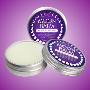 Moon Balm • Magnesium Peppermint Balm in 2oz Silver Tin • All-Natural Shea Butter + Coconut Oil • Calming & Soothing Botanical Balm