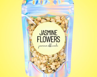 Jasmine Flowers • All-Natural Dried Whole Blossoms • Aromatic Herbal Tea Ingredient • Loose Botanical Florals