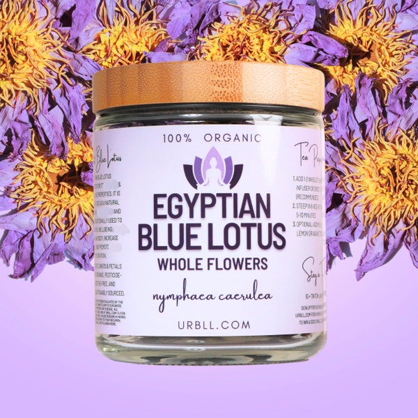 Whole Egyptian Blue Lotus Flowers • 100% Organic • Nymphaea caerulea • Free of Pesticides Fertilizers & Additives • Euphoric, Sleep-Aid Tea