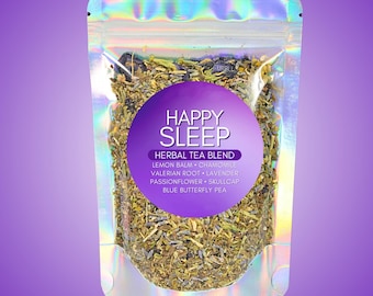 Happy Sleep Tea • Chamomile, Lemon Balm, Butterfly Pea, Valerian & Lavender • All-Natural Botanical Herbal Blend