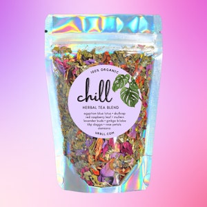 Chill Herbal TEA Blend • Relaxing Tea • 100%  Organic Herbal Blend • Organic Calming Tea • Egyptian Blue Lotus • Klip Dagga + More