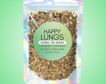 Happy Lungs Tea • All-Natural Mint & Elderberry Herbal Tea • Ritual-Inspired Apothecary-Style Botanical Blend