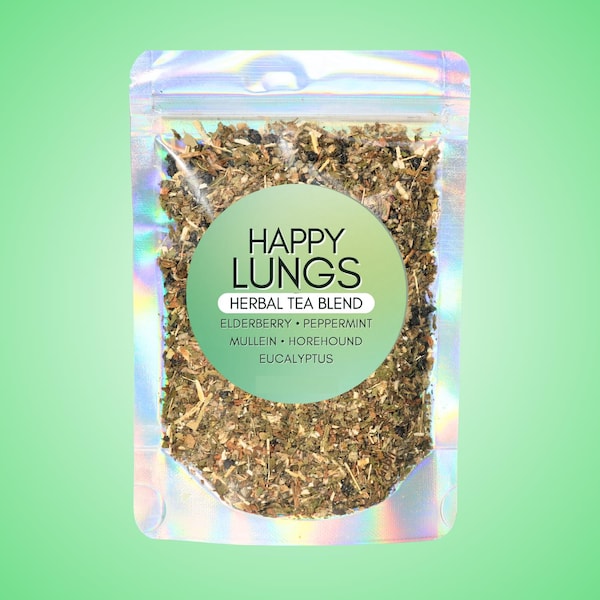Happy Lungs Tea • All-Natural Mint & Elderberry Herbal Tea • Ritual-Inspired Apothecary-Style Botanical Blend