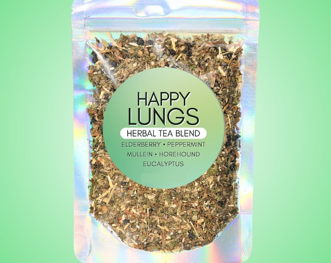 Happy Lungs Tea • All-Natural Mint & Elderberry Herbal Tea • Ritual-Inspired Apothecary-Style Botanical Blend