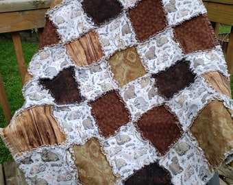 Handmade Owl Rag Quilt C-19