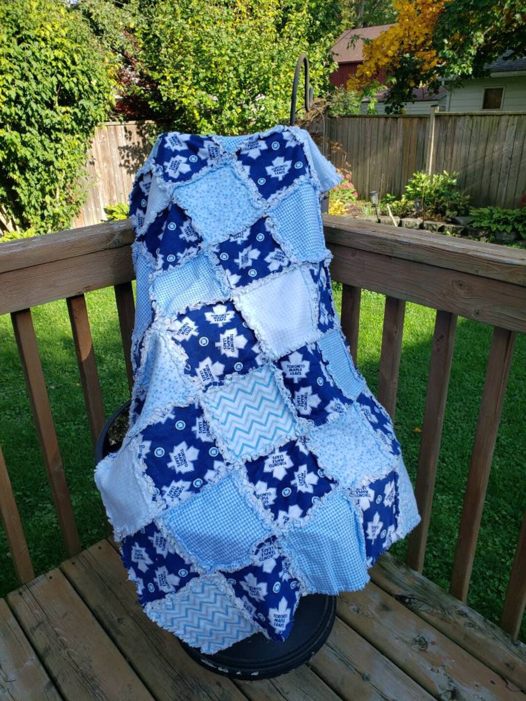 Handmade Blue Toronto Maple Leaf Quilt C308 Etsy Canada