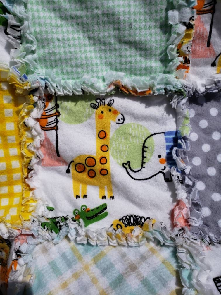 Handmade Baby Animal Rag Quilt Set CS-19 - Etsy.de