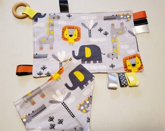 Handmade Baby Bandana Bib & Taggie Set Safari Animals