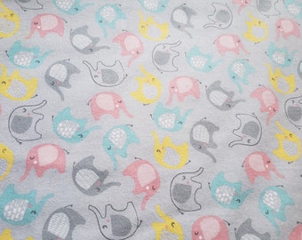 1 Yard - Flannel Fabric Elephant Print #2