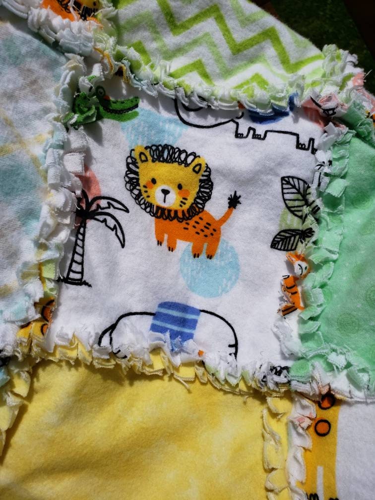 Handmade Baby Animal Rag Quilt Set CS-19 - Etsy.de