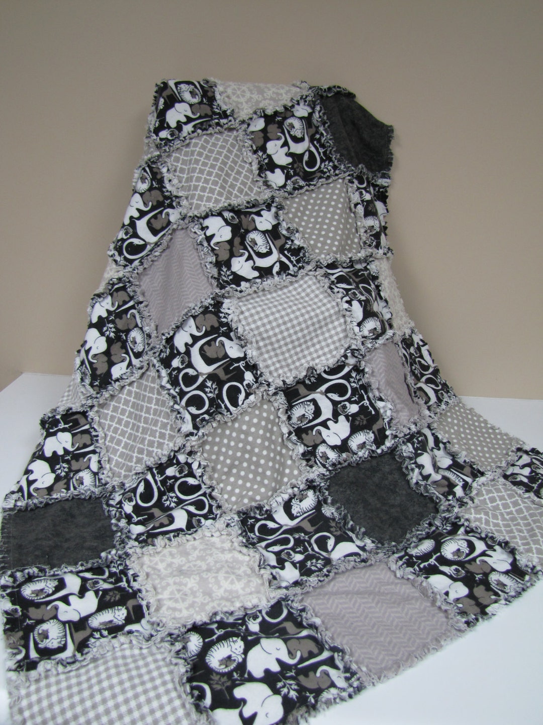 Handmade Mother & Baby Animal Rag Quilt C-17 - Etsy
