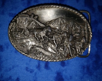 Western Horse & Stage Coach Belt Buckle -Siskiyou Buckle Co.