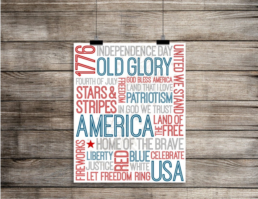 Fourth of July Subway Art DIGITAL DOWNLOAD Independence