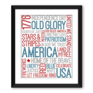 Fourth of July Subway Art, DIGITAL DOWNLOAD, Independence Day Subway Art, 4th of July Printable, Typographic Art, America Subway Art image 3