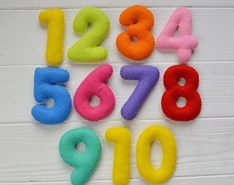 Colorful Felt numbers - felt numbers - felt numbers 1-10 - educational game - preschool - handmade numbers - stuffed numbers - soft numbers