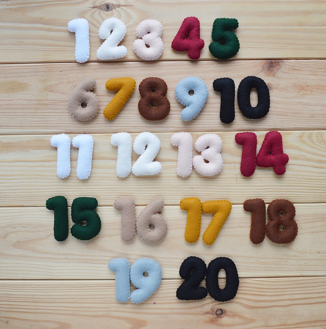 Colorful Felt Numbers Felt Numbers 120 Educational Game Etsy