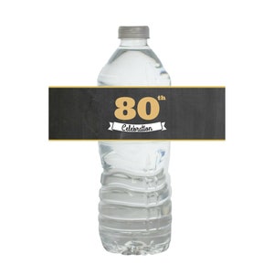 80th Birthday Water Bottle Wrap, Water Bottle Labels Birthday, 80 Birthday, 80th Birthday Party Decorations, 80 Year Old Birthday, PRINTABLE