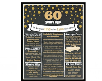 60th Birthday Chalkboard Sign, 1964 60th Birthday, Personalized 60th Birthday Party, 60 Birthday Decorations, 60 Years, Milestone Birthday