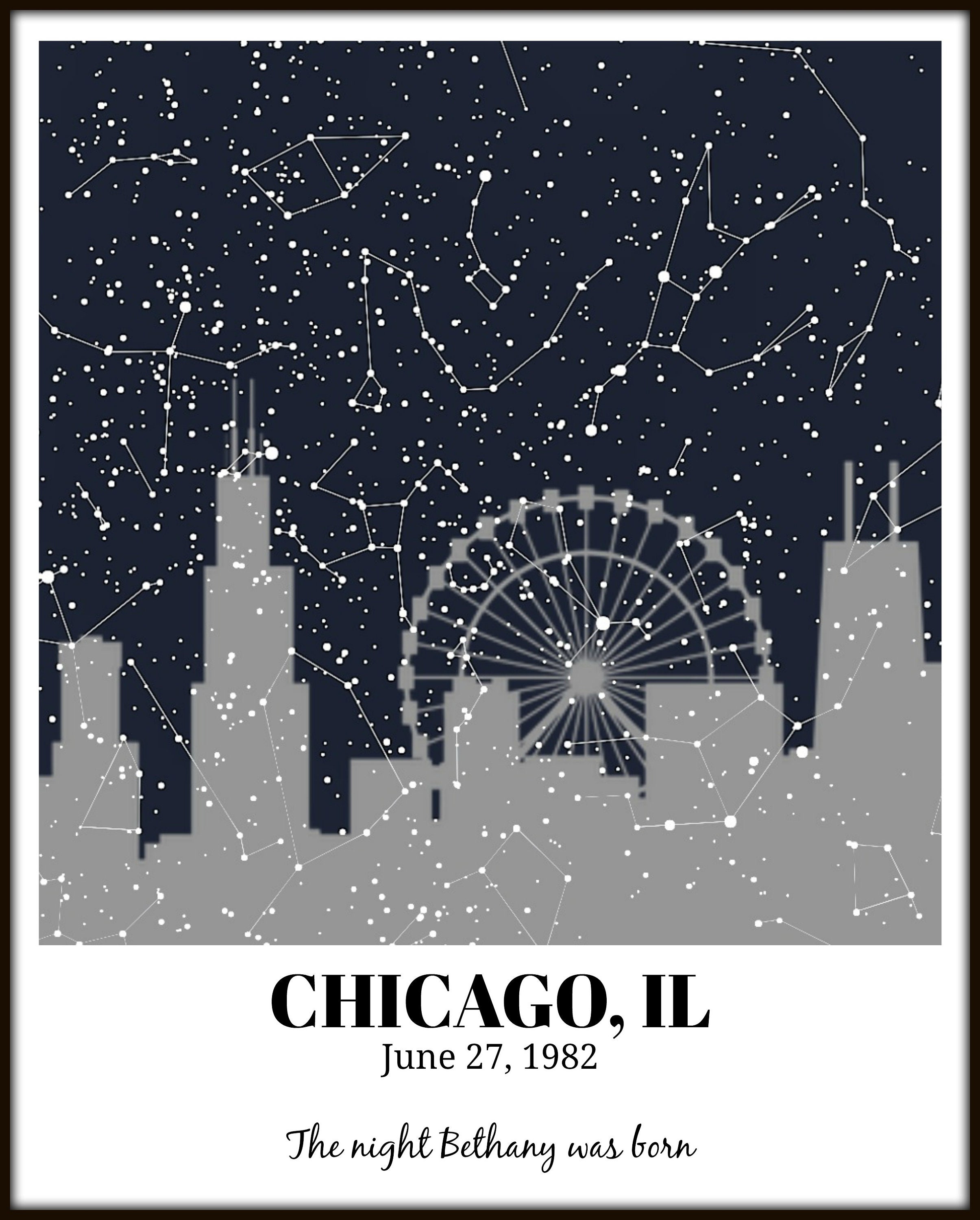 Chicago Skyline Wall Art Custom Star Map Chicago Print | Etsy